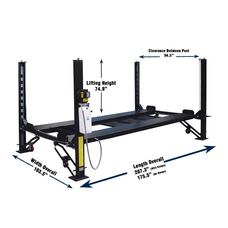 Tuxedo FP8K-DX 8,000 lb Deluxe Storage Lift - Poly casters, drip trays, jack...
